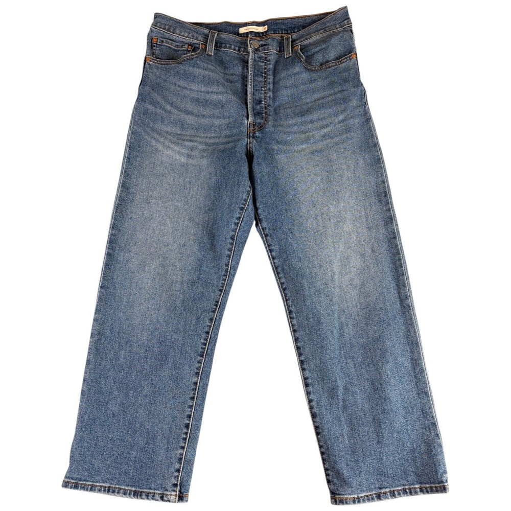 Levi's Ribcage Straight Jeans Men 32 Medium Blue Straight Washed Buttonfly Y2k